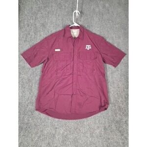 Chiliwear Mens Texas A&M Aggies Fishing Shirt Maroon Short Sleeve Small NCAA
